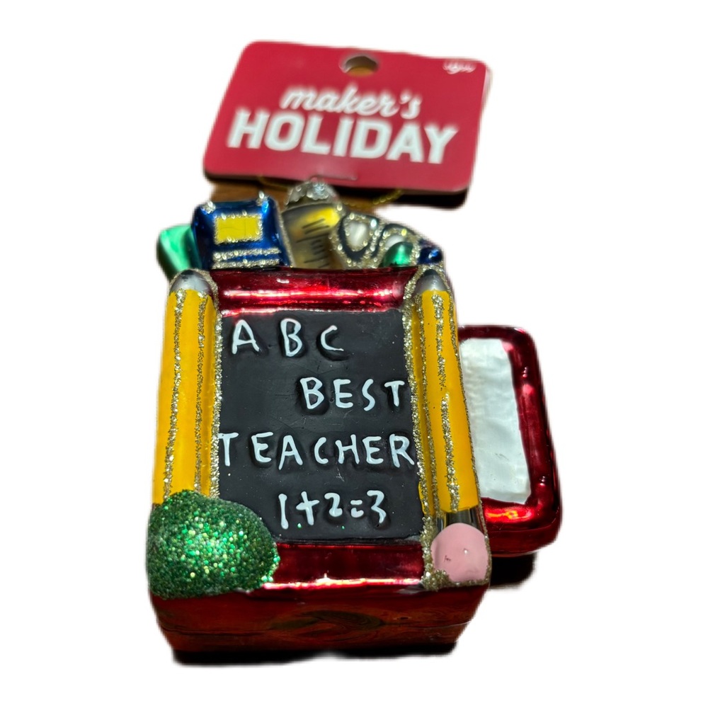 New Maker’s Holiday Teacher Glass Ornament